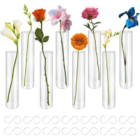 Vase à Fleurs à articulées à charnière Plastique Crochet en Forme de S,Vase à Fleurs Transparent à charnière pour décoration de Maison et de Bureau 15 x 3cm (1/5)