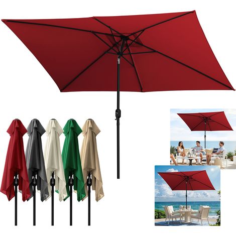 TolleTour Sombrilla rectangular modular de 2 × 3 m – Sombrilla para terraza para montar, rojo