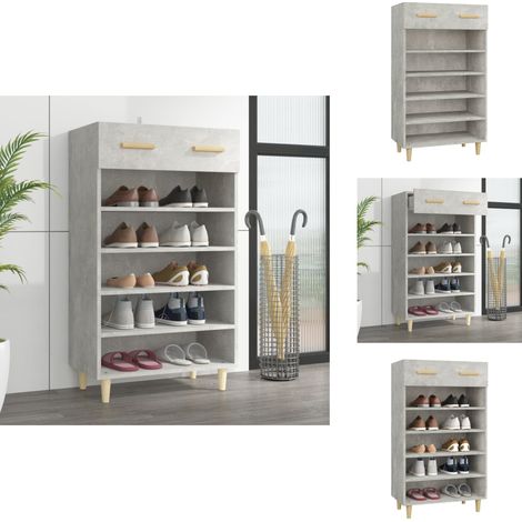 Schuhschrank Betongrau 60x35x105 cm Holzwerkstoff - Holz Schrank - Schuhschrank - Garderobe - Einbauschrank - Regal (1/5)