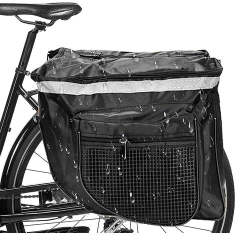 Double Panniers Bag,Waterproof Reflective Bike Rear Seat Trunk Bag Multi-Function Bike Rack with Pockets Cycle Pannier Rack for MTB Racing Bike Luggage Rack (1/5)