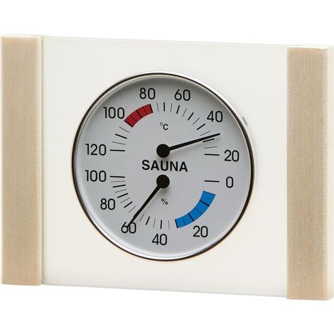 Infraworld Klimamesser mit Glas Holzrahmen in Espe Sauna Thermometer Hygrometer (1/5)