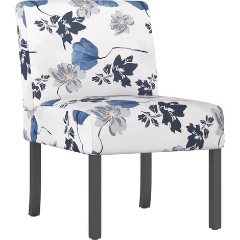 Polsterstuhl Blau Blumenmuster Stoff vidaXL