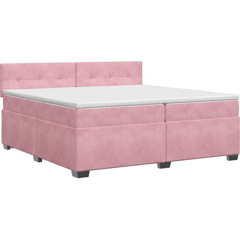 Maison Exclusive - Letto box spring con materasso Rosa 200 x 200 cm Velluto (1/5)