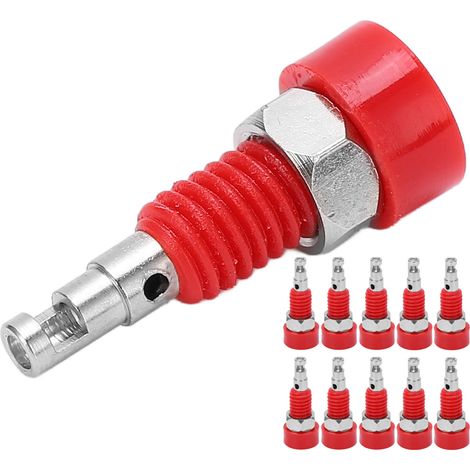 Lot de 10 connecteurs femelles banane 2 mm, mini-bornes de raccordement pour instruments électroniques (rouge) (1/5)