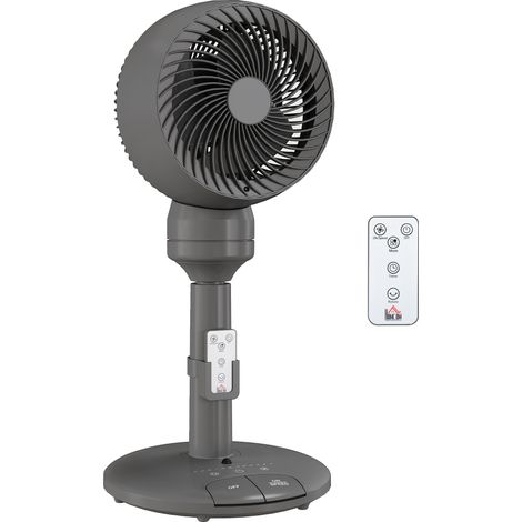 "HOMCOM 9"" Pedestal Cooling Fan with Adjustable Speed and Mode, Grey" (1/5)