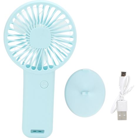 Ventilateur portable rechargeable par USB, petit format, silencieux, à piles, avec câble USB, idéal pour les enfants et les voyages en extérieur (bleu). (1/5)