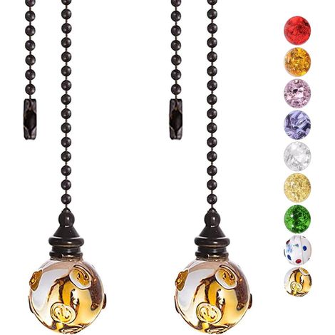 Chaîne De Tir Pour Ventilateur De Plafond - 21 Pouces - Chaîne À Boules En Cuivre Anti-Rouille - Compatible Avec Fixtures Standard 3 Mm - 2 Pièces (1/5)