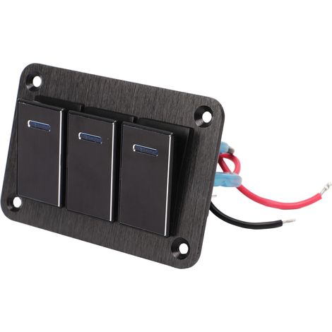 Panneau à 3 interrupteurs à bascule étanche précâblé en alliage d'aluminium pour bateau, voiture, camping-car, moto, bus, 12-24 V CC (1/5)