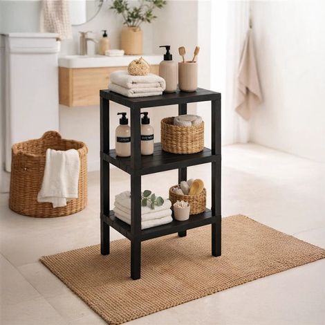 Exagonshop Scaffale 38x29x73 tre ripiani nero