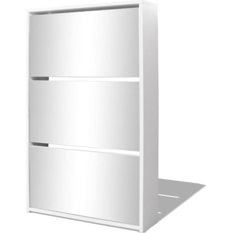 Meuble à chaussures 3 étagères 63 x 17 x 102,5 cm miroir blanc