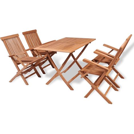 vidaXL Conjunto de comedor de jardín 5 piezas madera maciza de teca (1/5)