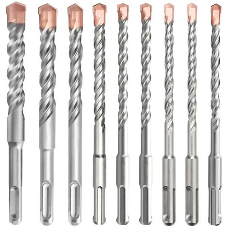 Set di 9 punte da trapano SDS Plus (5 mm-16 mm), punte da trapano SDS per muratura per calcestruzzo, mattoni, cemento, pietra e muratura (1/5)
