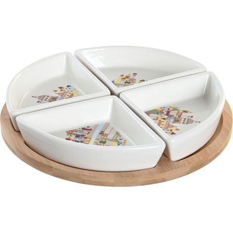Set de Vorspeise dkd home decor 21,5 x 21,5 x 1 cm naturrot mehrfarbig gres cottage Häuser (1/3)