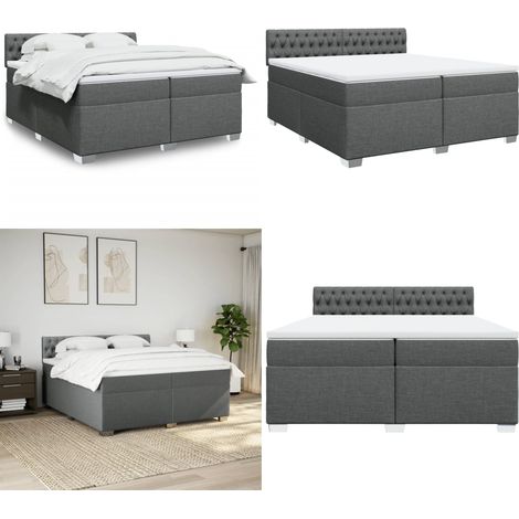 Boxspringbett mit Matratze Dunkelgrau 200x200 cm Stoff - Boxspringbett - Doppelbett - Bettsofa - Schlafsystem - Polsterbett - Home & Living (1/5)