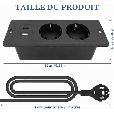 USB C Recessed Socket Sockets Black for Conference Table Worktop Sofa (1/2)