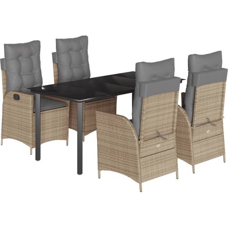 Maison Exclusive - 5-tlg. Garten-Essgruppe mit Kissen Beige Poly