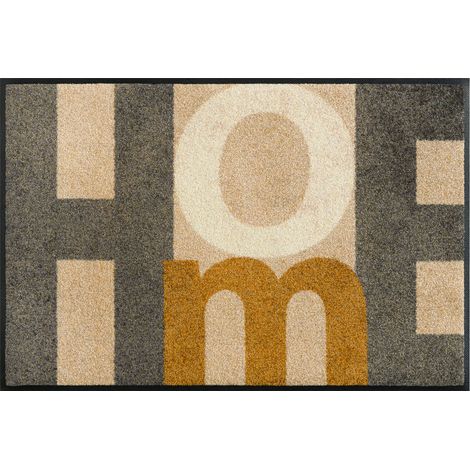 FLOORNOVO Schmutzfangmatte Trend Design - 75 cm x 50 cm - Wohnschrift - waschbare Fußmatte Innen und übderdachte Außenbereiche (1/2)