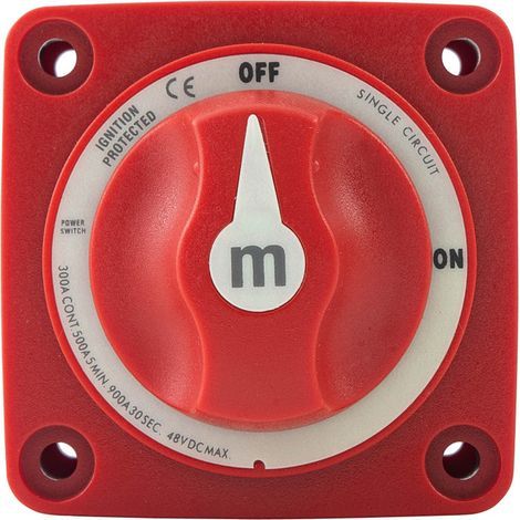 Coupe-circuit de batterie 48V 300A Rouge, lourd et résistant à la chaleur, interrupteur rotatif Marche/Arrêt pour voiture, camping-car, camion (1/2)