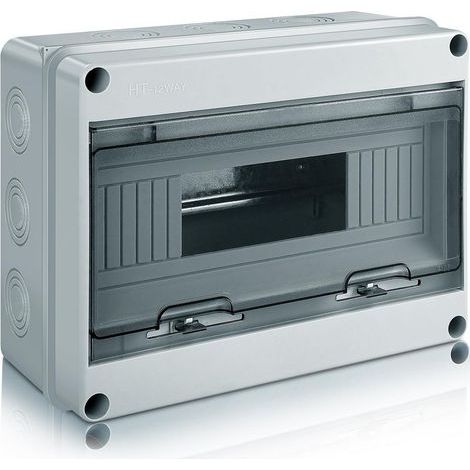 Coffret Electrique Etanche Exterieur, IP65 Boîtier de Distribution en Saillie 12 Modules avec Terminaux, ABS de Surface en Plastique pour une Utilisation à l'extérieur (12 MODULE) (1/5)