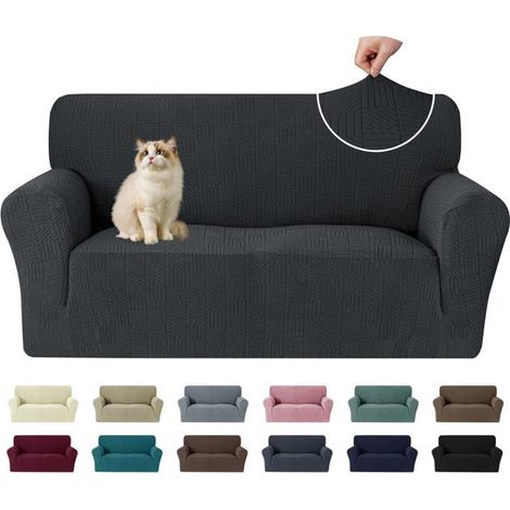 1 Housse Canapé 2 Places, Universelle, Protection Anti-griffures, Polyester Élastique, Salon Animaux (1/5)