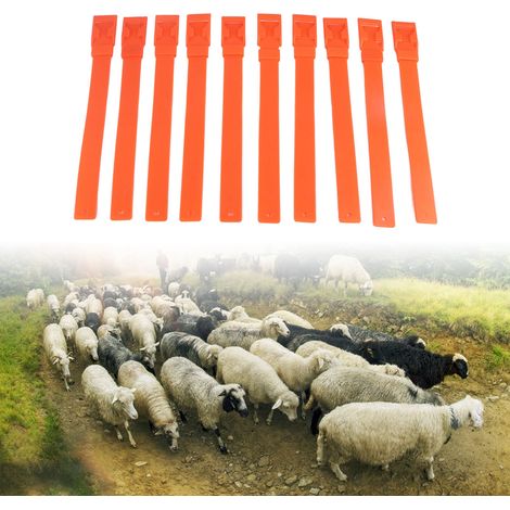 10 collares de identificación para cabras y ovejas, etiquetas para ganado, naranja, PU, 36 cm (1/5)