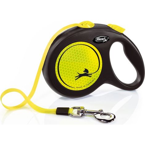Laisse New Neon L Tape 5 m black/ neon yellow Flexi CL31T5-251-S-NEOGE