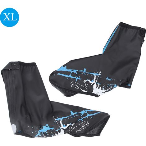 Protège-chaussures de vélo imperméables et coupe-vent pour sports d'hiver, grande taille bleu (1/5)