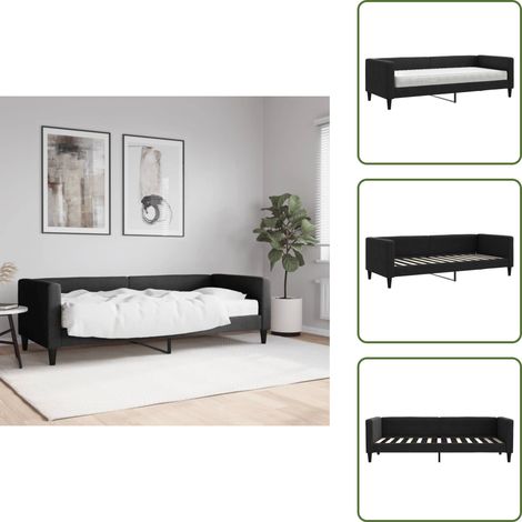 Sofá cama con colchón - vidaXL Sofá cama con colchón tela negro 80x200 cm - Sofá cama con espuma