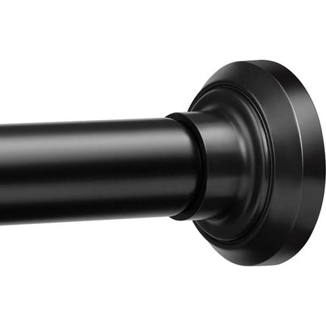 Barre de douche noire mate de 1,1 à 2 m, en acier inoxydable de 2,5 cm (1 pouce), avec ressorts de tension réglables. Installation sans perçage pour salle de bain et armoire. (1/5)