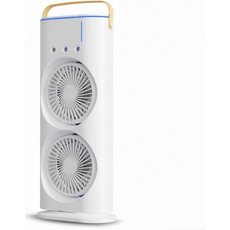 Doppelkopf-Tischventilator mit drehbarer Düse, Sprühfunktion, 3 Geschwindigkeitsstufen, Luftbefeuchtung und RGB-Umgebungslicht, 120°-Drehung, ideal für Schlafzimmer, Büro, Studentenwohnheim oder Zuhau (1/5)