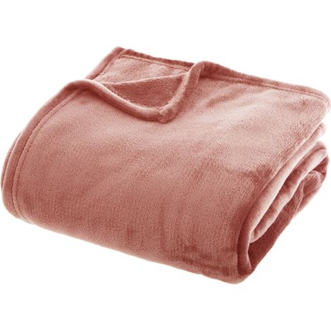 Couverture flanelle 180 x 230 cm Atmosphera - Blush