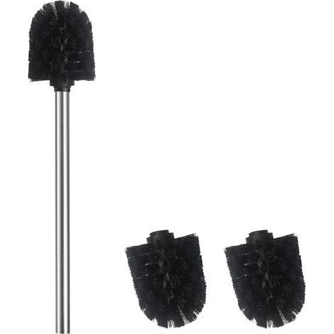1 - Brosse WC - Tête De Brosse - Acier Inoxydable 304 - Nettoyage Salle De Bain - Poils Résistants - Pour Cuvette - Noir - 27x7cm (1/5)