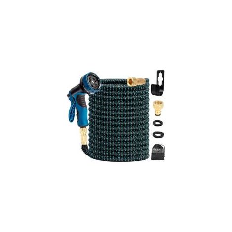 30m Tuyau Arrosage Extensible Bleu 100ft Tuyau D’arrosage Retractable avec Support et Pistolet Arrosage 9 Fonctions Raccords en Laiton--
