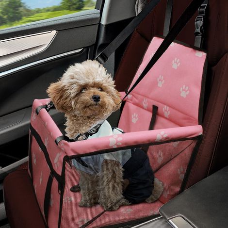Hundeautositz faltbar, atmungsaktiv, waschbar, bis 6kg, Rosa (1/5)