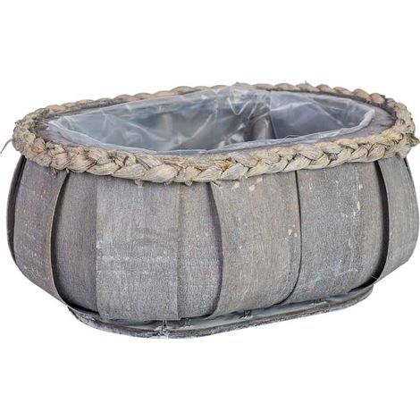 Cesto ovalado de madera azul 25x17x11h cm (1/5)