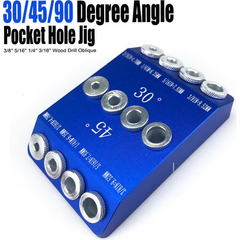 bleu Outil de perçage à angle 30/45/90°, en alliage d'aluminium, pour trous droits et inclinés outil de bricolage pour le travail du bois. (1/5)