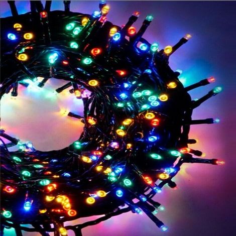 1200 Luci LED multicolore catena luminosa lunga 65 metri Mini Lucciole per l'albero di natale colorate da esterno o interno 8 giochi Stringa luminarie per giardino porticati certificata CE ROHS