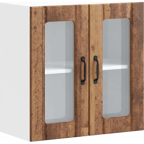 Maison Exclusive - Pensile da Cucina con Porta in Vetro Lucca Legno Vecchio