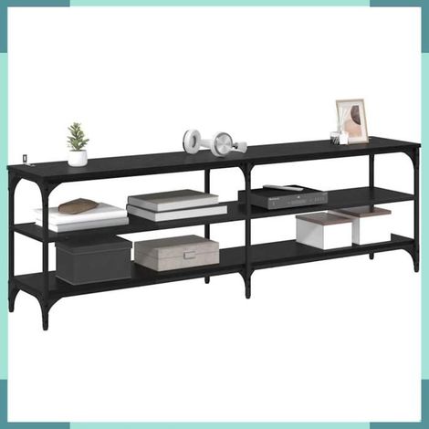 881290 Meuble TV Chêne noir 160 x 30 x 50 cm Bois d'ingénierie et fer (1/5)