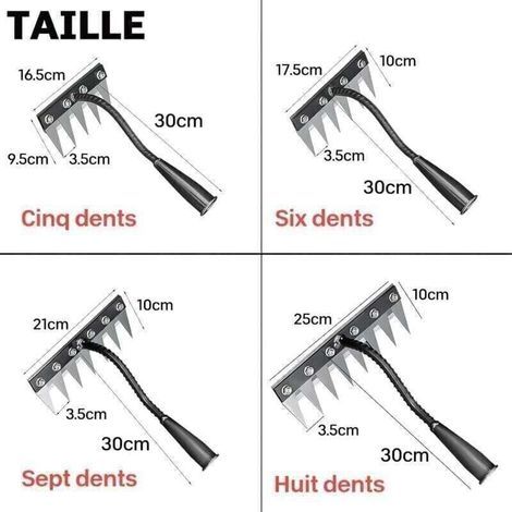 RâTeau De Jardin en Acier Au Carbone Robust - Outil De DéSherbage Et DéChaumage pour Jardinage - RâTeau en MéTal Durable pour Terre Et Pelouse,8 Dents (1/3)
