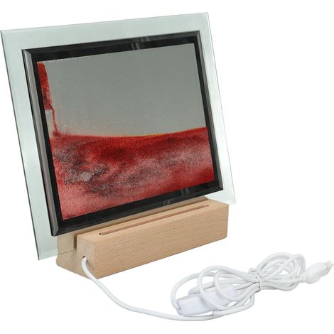Sablier lumineux 3D Art de Sable Mouvant, Cadre Décoratif Carré avec Éclairage LED, Prise USB, Lampe de Nuit Créative (1/5)