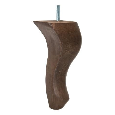 Pata de madera de haya Torneada 17 de 17 cm – Nogal – 1 unidad, recambio para sillones, sofás y muebles