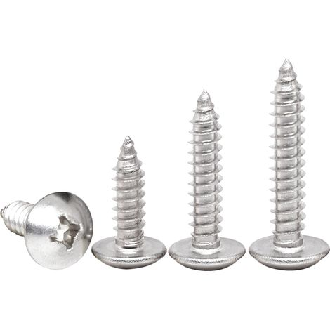 20 pièces M6x50 mm Vis à Bois Tête Ronde Autotaraudeuses, Vis a Tête de Champignon Cruciforme, Entièrement Filetée Acier Inoxydable Fixations Argent, pour Travail Bois (1/5)