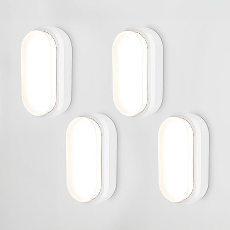 Lot de 4 Series LED Lampe de cave blanc  12W Applique Ovale  IP65 Applique Murale  4000K Blanc neutre  Applique Plafonnier pour salle de bain cave WC garage Atelier
