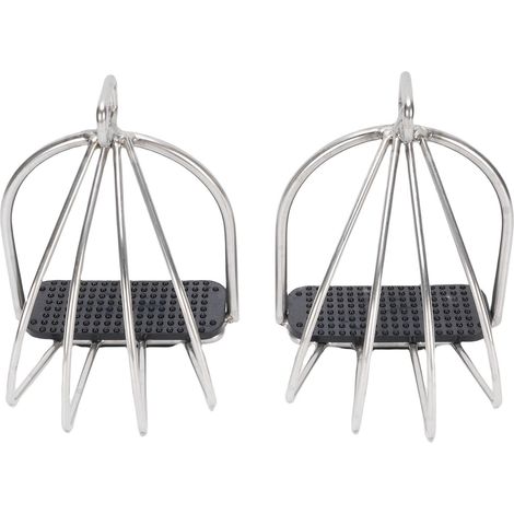 Lot de 2 étriers d'équitation en acier inoxydable avec cage de sécurité et coussinet antidérapant - Accessoires équestres (1/5)