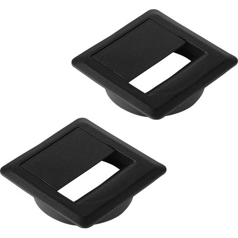 2 Stück CAVO Kabeldurchlässe (70 x 70 mm, Höhe 18,3 mm, 60 mm Durchmesser, schwarz) (1/5)