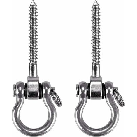 2 Pièces Crochet a Visser, Acier Inoxydable 304 Robuste 180° Crochet Plafond pour Aire de Jeux Intérieure Extérieure Yoga, Hamac ,Corde, Balançoire, Suspendue Chaise, Sac de Boxe , Max 450kg (1/5)