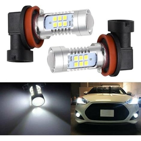 Dos faros antiniebla LED, conectores H8/H11/H16, luz blanca de 6000K, 200W, montaje superficial SMD 212835. (1/2)
