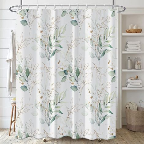 120x180cm,(Rideau Douche Feuilles d'eucalyptus),Rideau de Douche Feuille Vert Botanique Rideau de Baignoire Anti Moisissure Imperméable Tissu Polyester Rideau Salle de Bain (1/5)