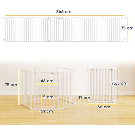 Barrière de sécurité en métal parc enclos pliable et modulable pour chien et enfant 6 panneaux 61 x 75 cm blanc (1/5)
